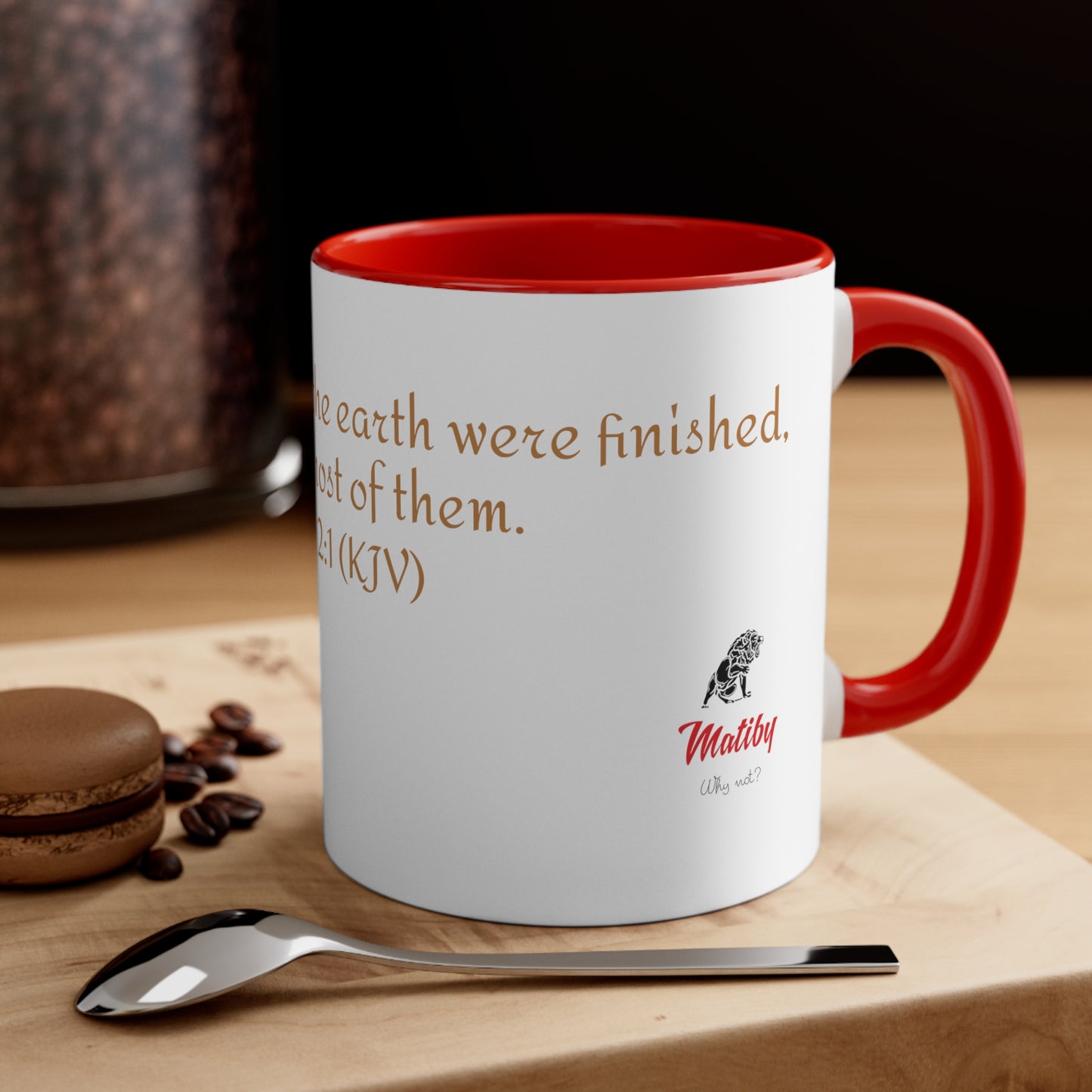 Bible Speaks Gen 2:1 Accent Mug, 11oz