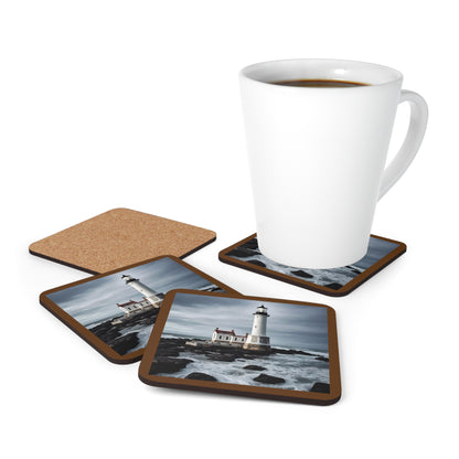 Matiby Lighthouse Brown Corkwood Coaster Set