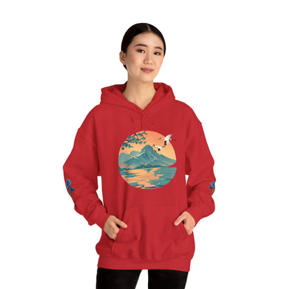 Japanese Blue Roses Landscape Unisex Heavy Blend™ Hooded Sweatshirt