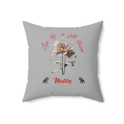 Light Grey Flower Spun Polyester Square Pillow