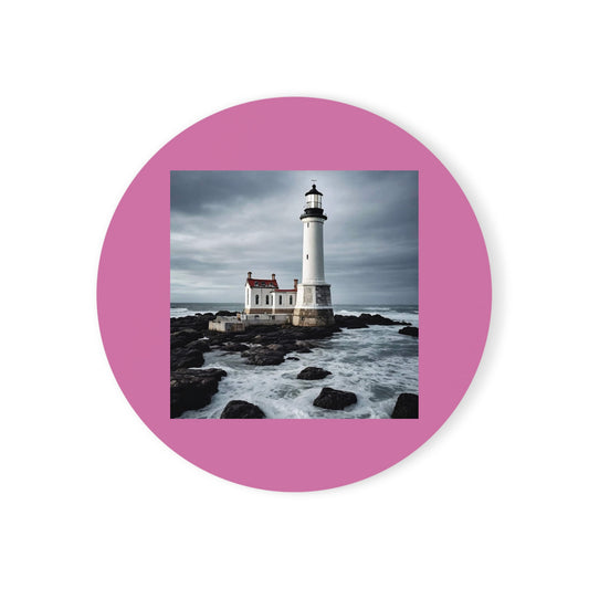 Matiby Lighthouse Light Pink Cork Back Coaster