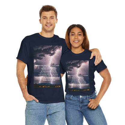 Lightning Style People Tremble Unisex Heavy Cotton Tee, Dual Side, W Font