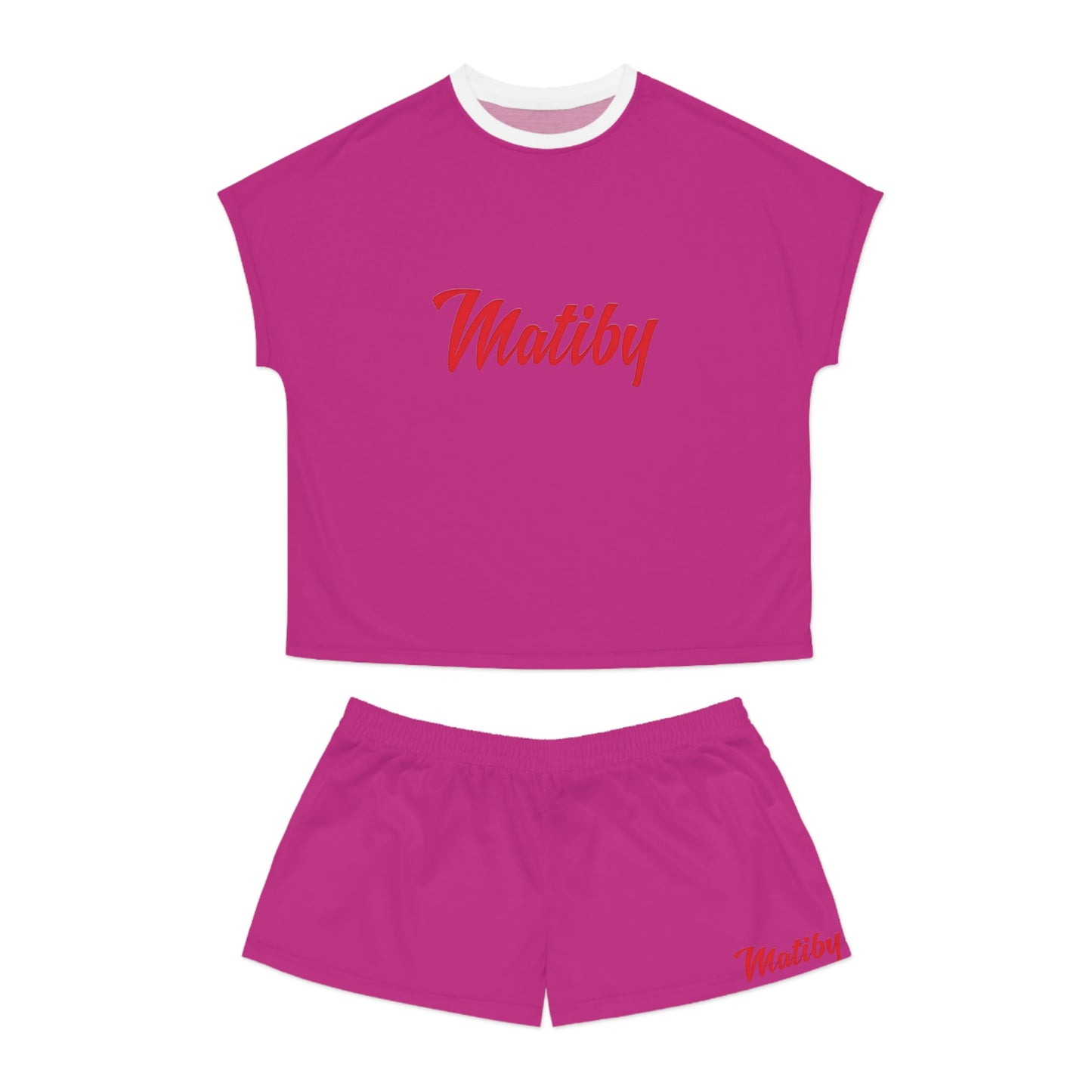 Matiby Women's Pink Short Pajama Set (AOP)