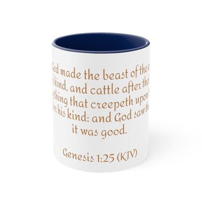 Bible Speaks Gen 1:25 Accent Mug, 11oz