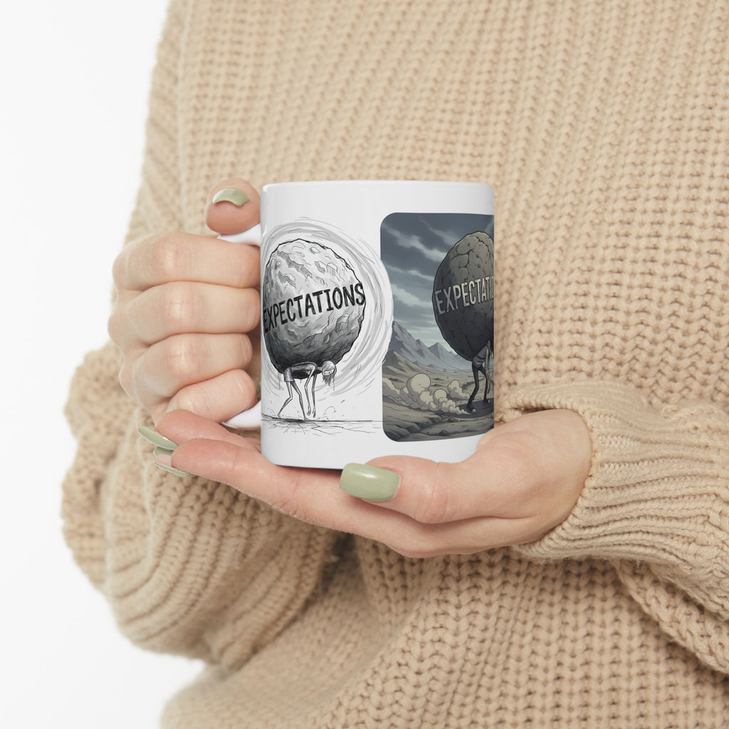 Unbreakable Spirit, Common Threads White Ceramic Mug, (11oz, 15oz), Resilience Overcoming Expectations Cup