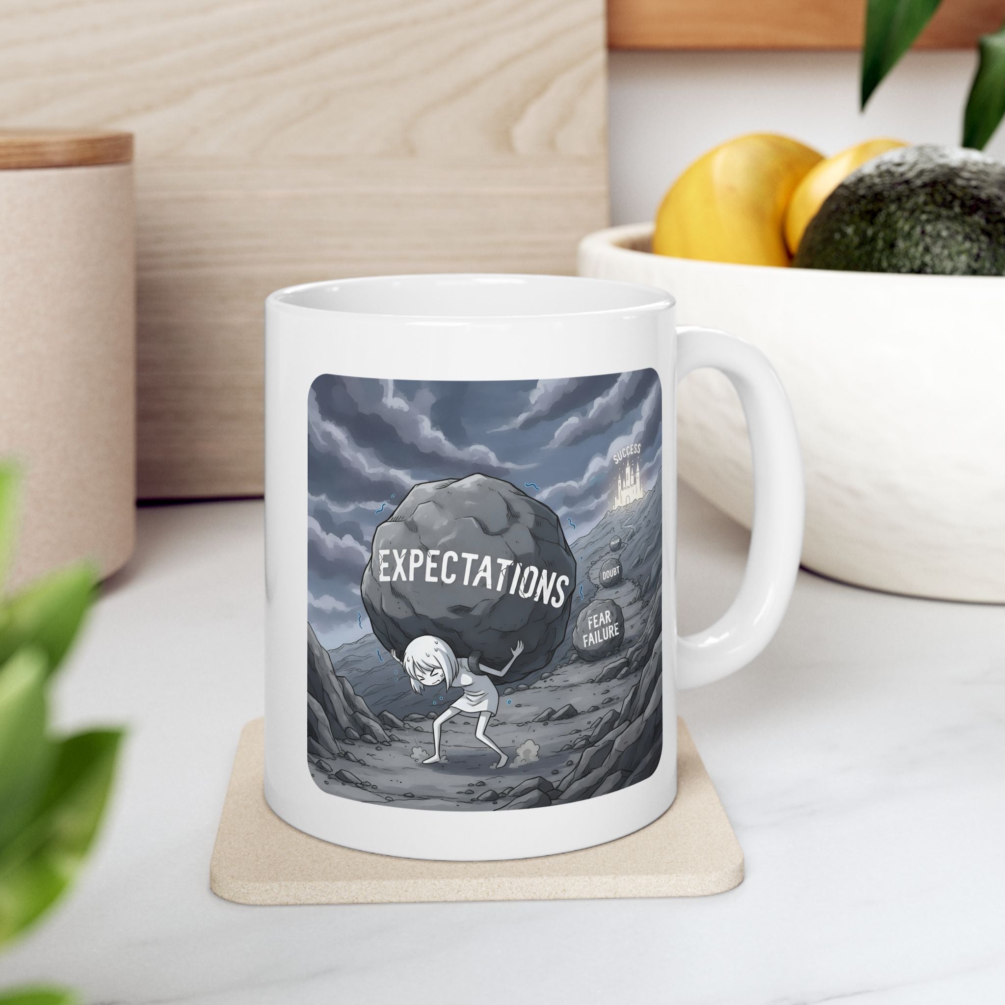 Unbreakable Women Battling "Invisible Disabilities" White Ceramic Mug, (11oz, 15oz), Overcoming Expectations Female Warrior Cup