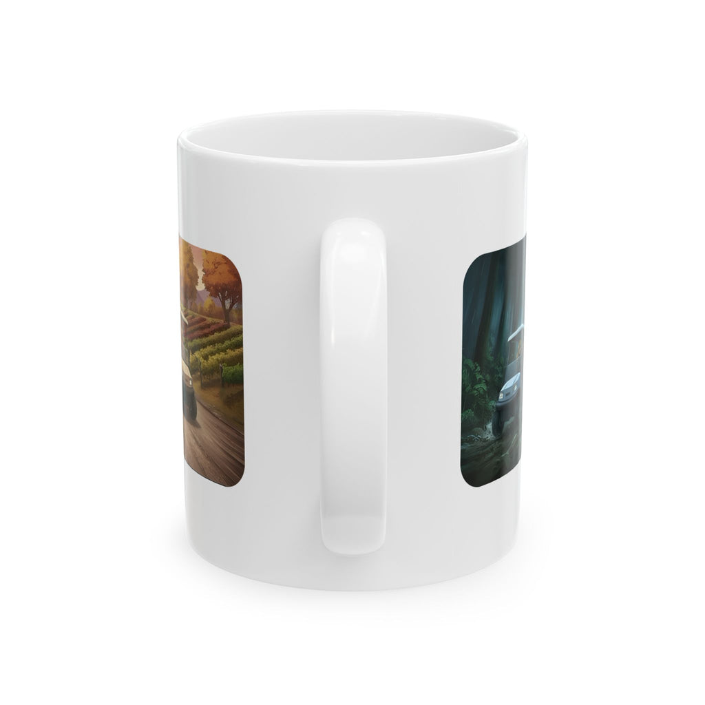 Anime Golf Cart Seasonal Adventures #6 White Ceramic Mug — Find Your Path To The Essentials Cup (11oz & 15oz)