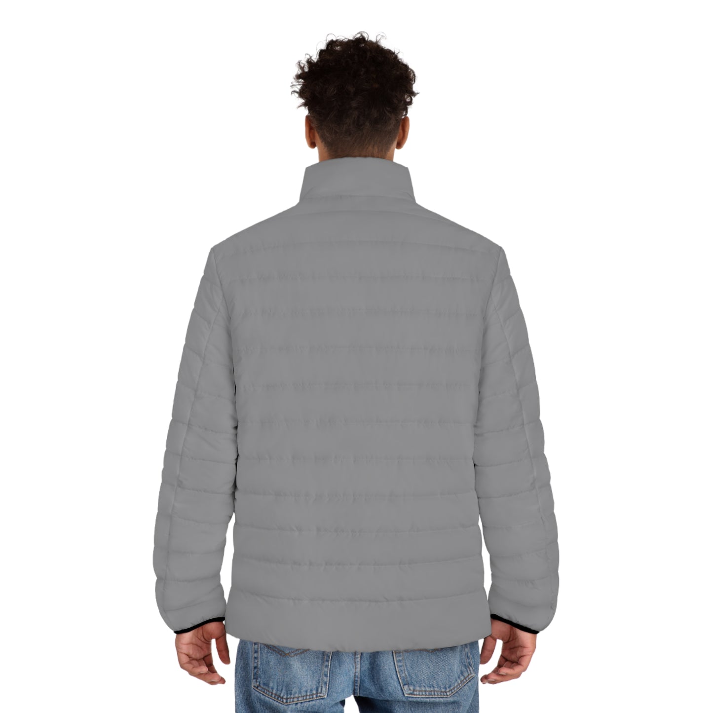 Men's Grey Puffer Jacket (AOP)