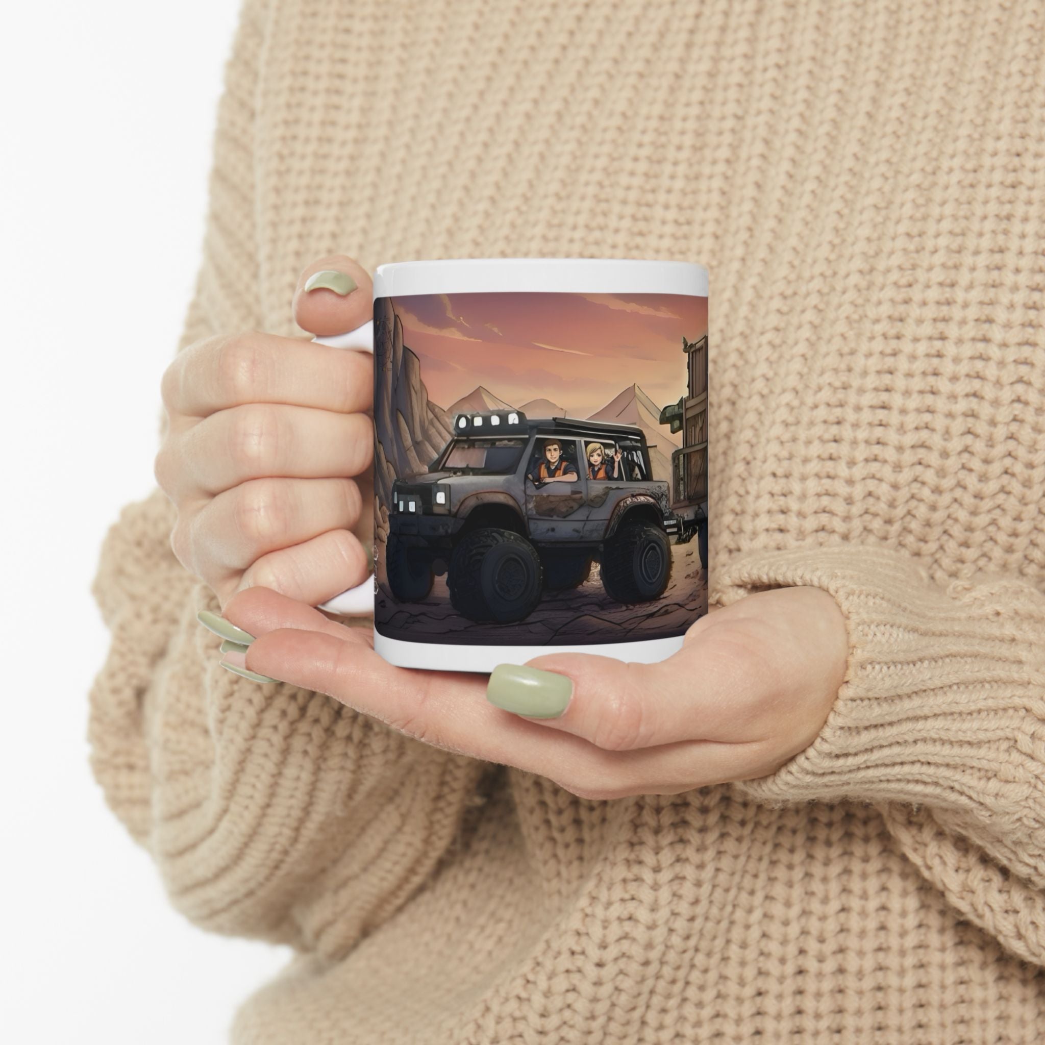 Adventure 4x4 Trucks #23, Utility Workers On The Go White Ceramic Mug — Find Your Path To The Essentials Cup (11oz & 15oz)