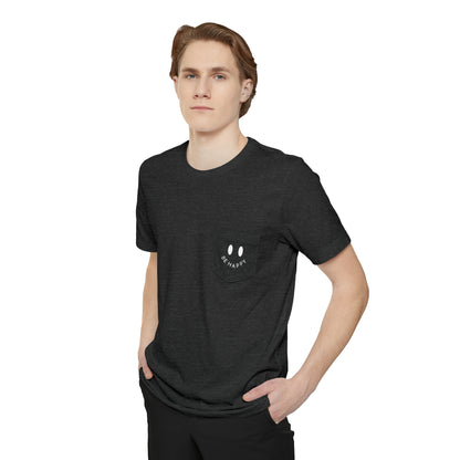 "Be Happy" Smiley Face Unisex Pocket T-shirt