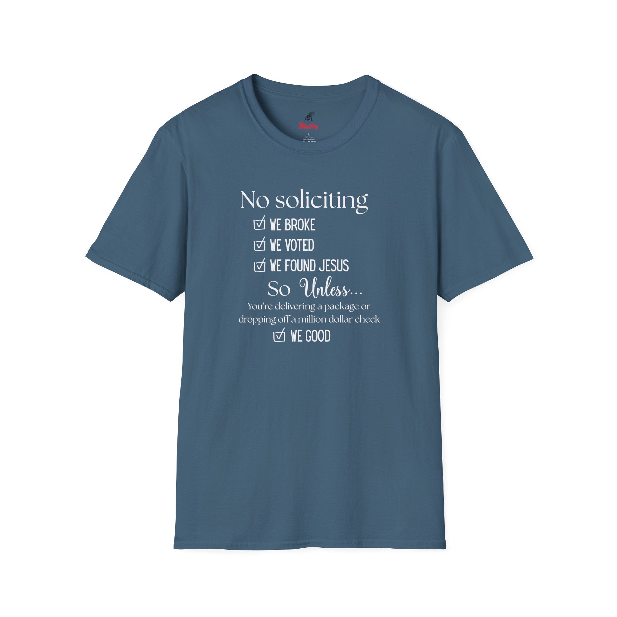 No Soliciting T-Shirt #2 — "Unless..." Funny Checklist Tee (All of the Above)