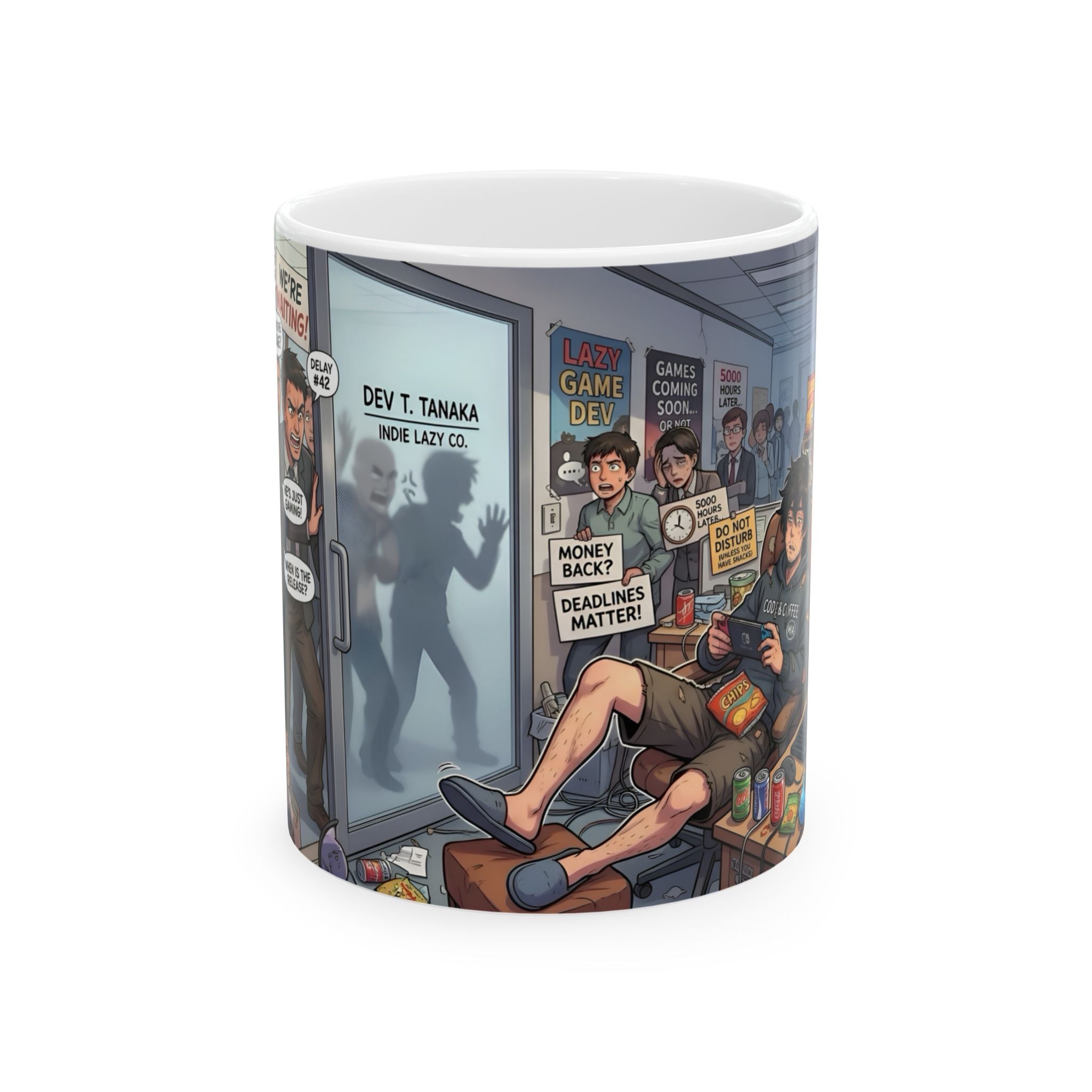 Game Dev Life White Ceramic Mug - Cozy Indie Gamer Retro ArcadeTea Cup (11oz, 15oz)