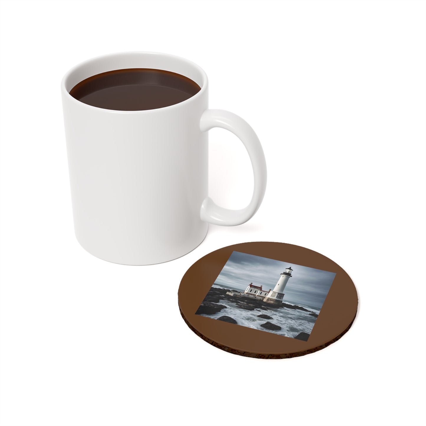 Matiby Lighthouse Brown Cork Back Coaster