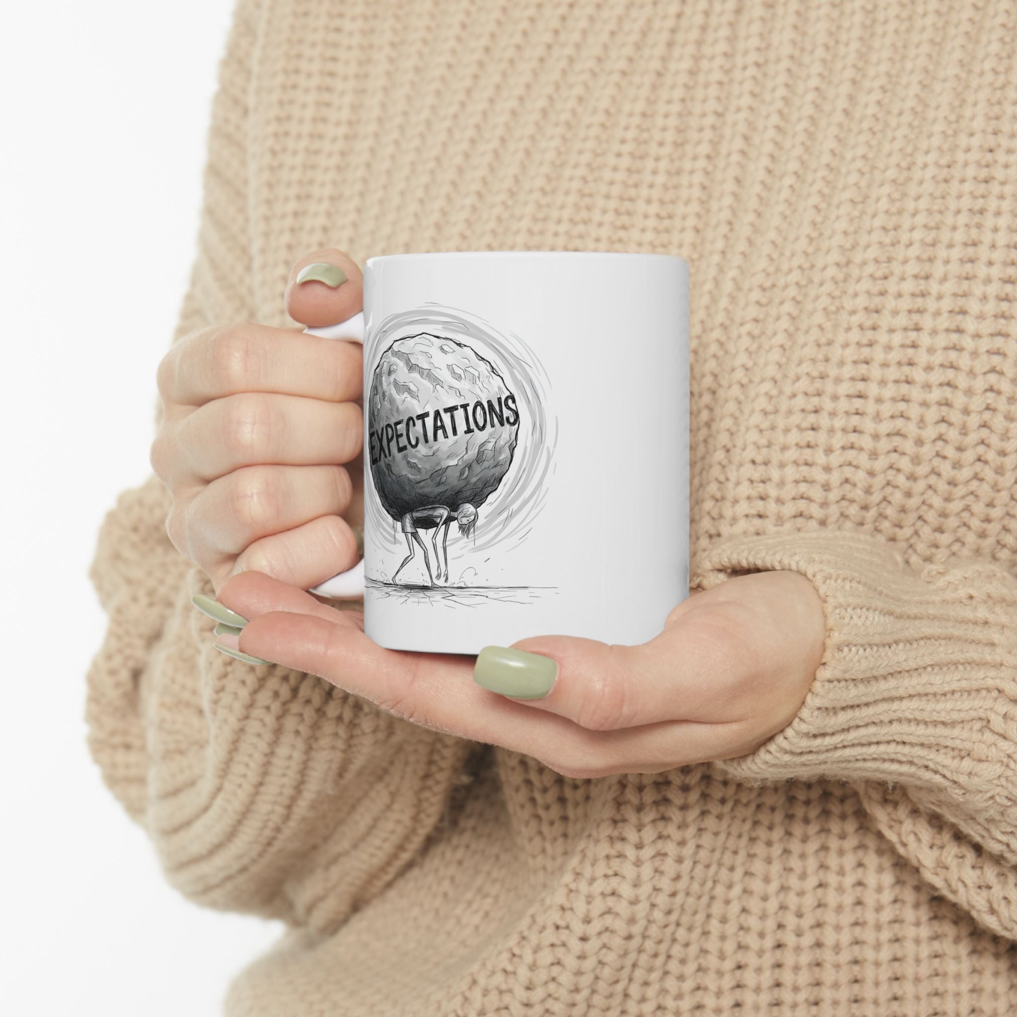 Unbreakable Woman, Standing Tall Under The Weight Of A Giant White Ceramic Mug, (11oz, 15oz), Heart of a Hero Cup