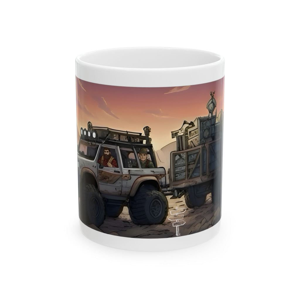 Adventure 4x4 Trucks #28, Lumberjacks On The Move White Ceramic Mug — Find Your Path To The Essentials Cup (11oz & 15oz)