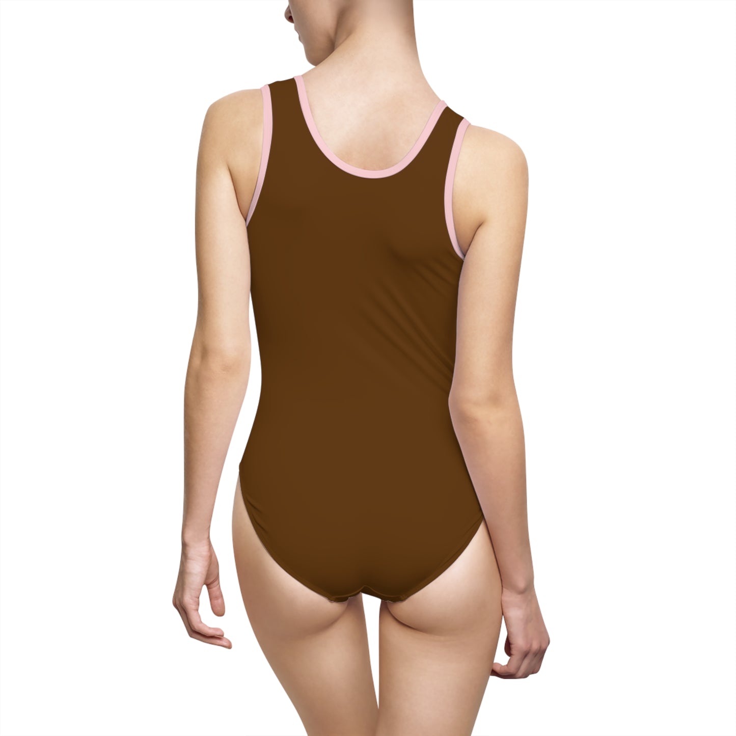 Women's Brown Classic One-Piece Swimsuit (AOP)