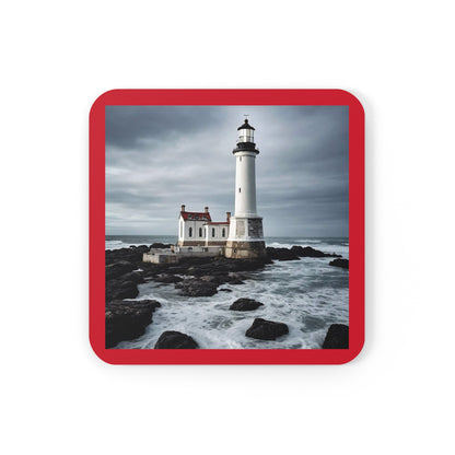 Matiby Lighthouse Dark Red Corkwood Coaster Set