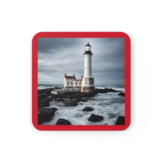 Matiby Lighthouse Dark Red Corkwood Coaster Set