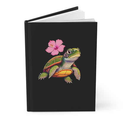 Turtle Rose Hardcover Journal Matte Black