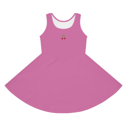 Girls' Light Pink Sleeveless Sundress (AOP)