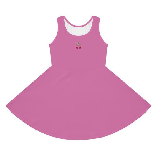 Girls' Light Pink Sleeveless Sundress (AOP)