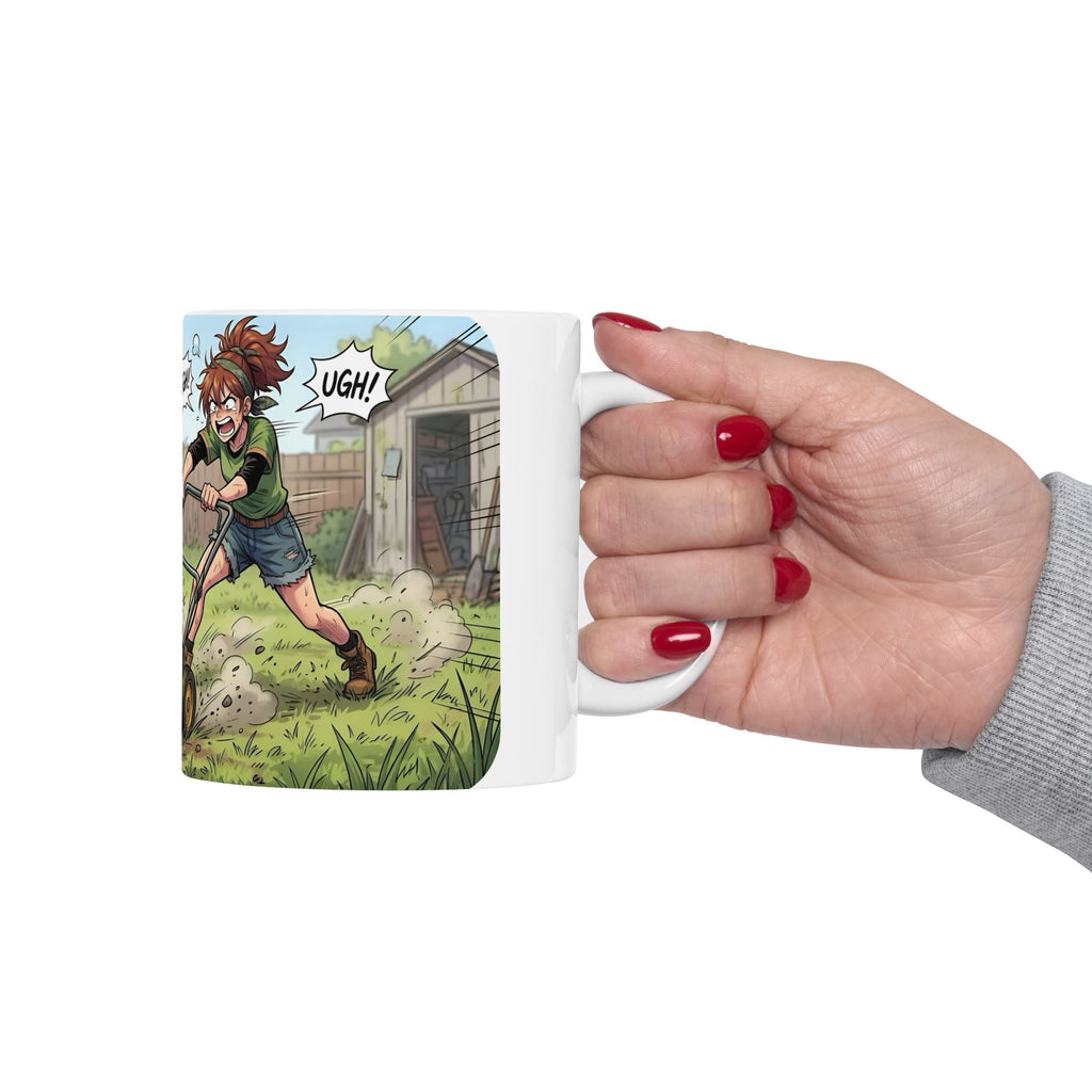 Wifey & The Lawn Mower White Ceramic Mug – Funny Mowing Gardener's Tea Cup (11oz & 15oz)