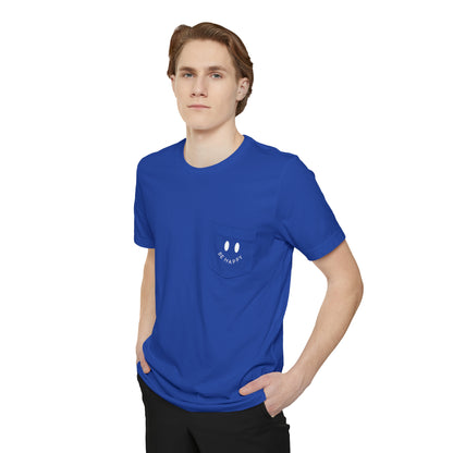 "Be Happy" Smiley Face Unisex Pocket T-shirt