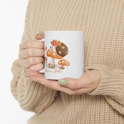 Journeys Cute Hedgehog Autumn Vibes Gift Ceramic Mugs, Gifts for Pet Lovers, Mugs for Hedgehog Lovers, Cute Seasonal Mugs, Mug for All Occasions, Thanksgiving Mug