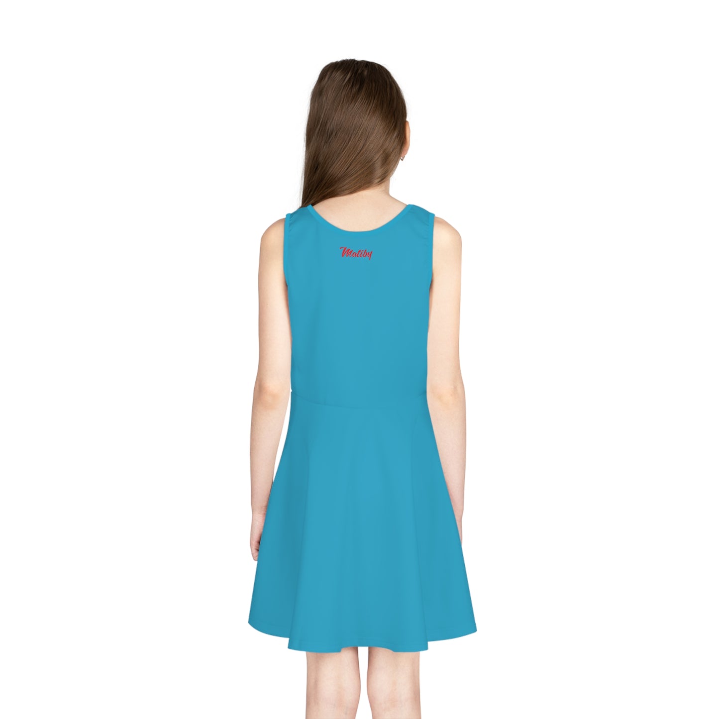 Girls' Turquoise Sleeveless Sundress (AOP)