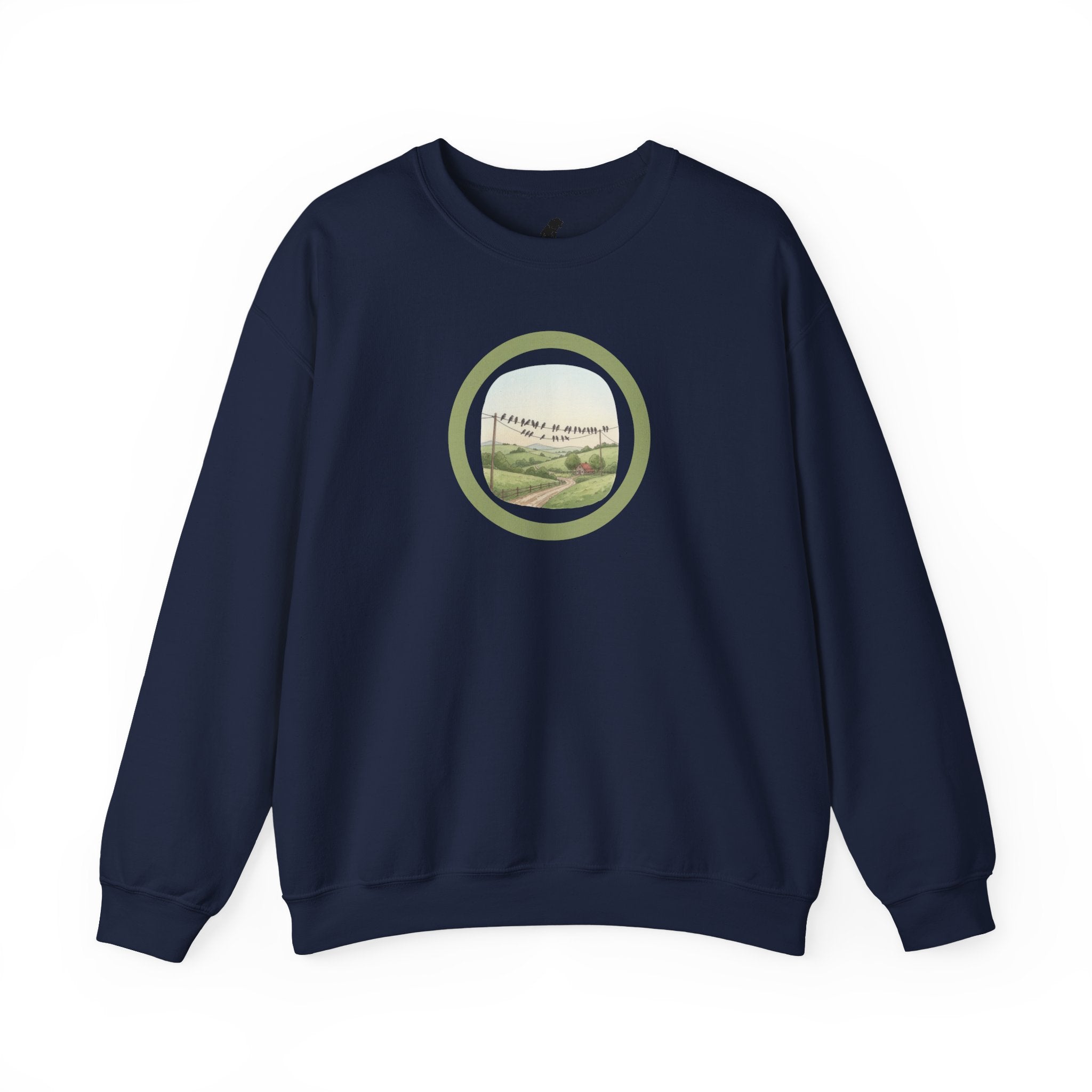 Relaxing Nature Birds Scenic Crewneck Sweatshirt —"I Choose My Way" Free As A Bird Circle Design