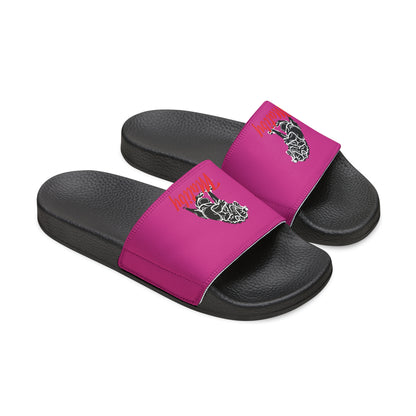 Men's Dark Pink PU Slide Sandals