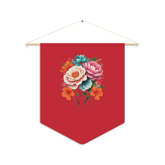 E Floral Red Pennant