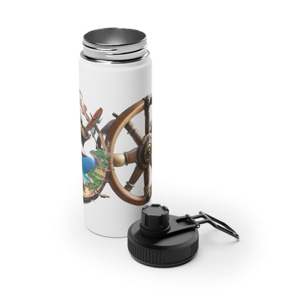 Nautical Helm Stainless Steel Water Bottle, Sports Lid