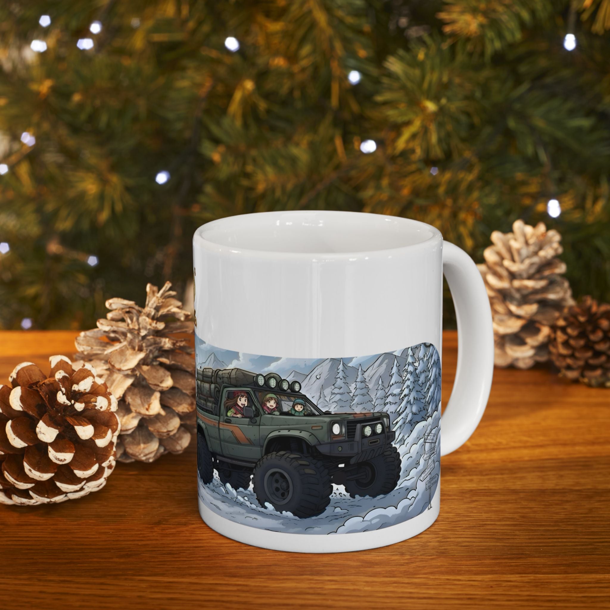 Adventure 4x4 Trucks #40, Raising Kids, Raising Dust White Ceramic Mug — Soccer Mom? Nah, Find Your Path To The Essentials Cup (11oz & 15oz)