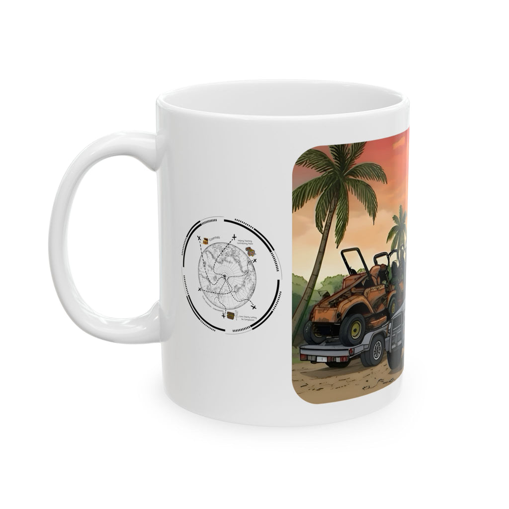 Sunshine State Pickup Trucks #11 Girls' Lawn Mower Hauler White Ceramic Mug – Celebrating Companionship, Creativity & Life’s Little Wonders Cup (11oz/15oz)