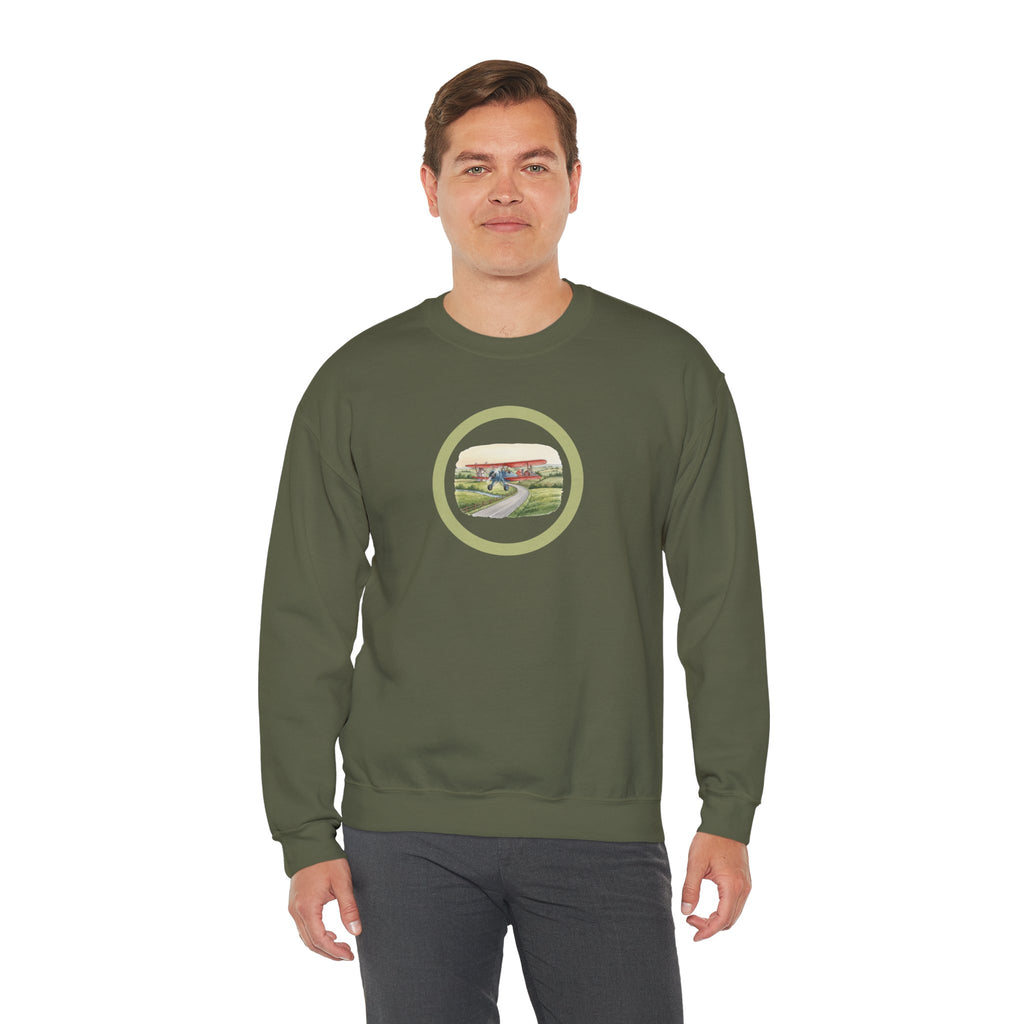Scenic Countryside Crewneck Sweatshirt, Vintage Antique Aircraft Sweater