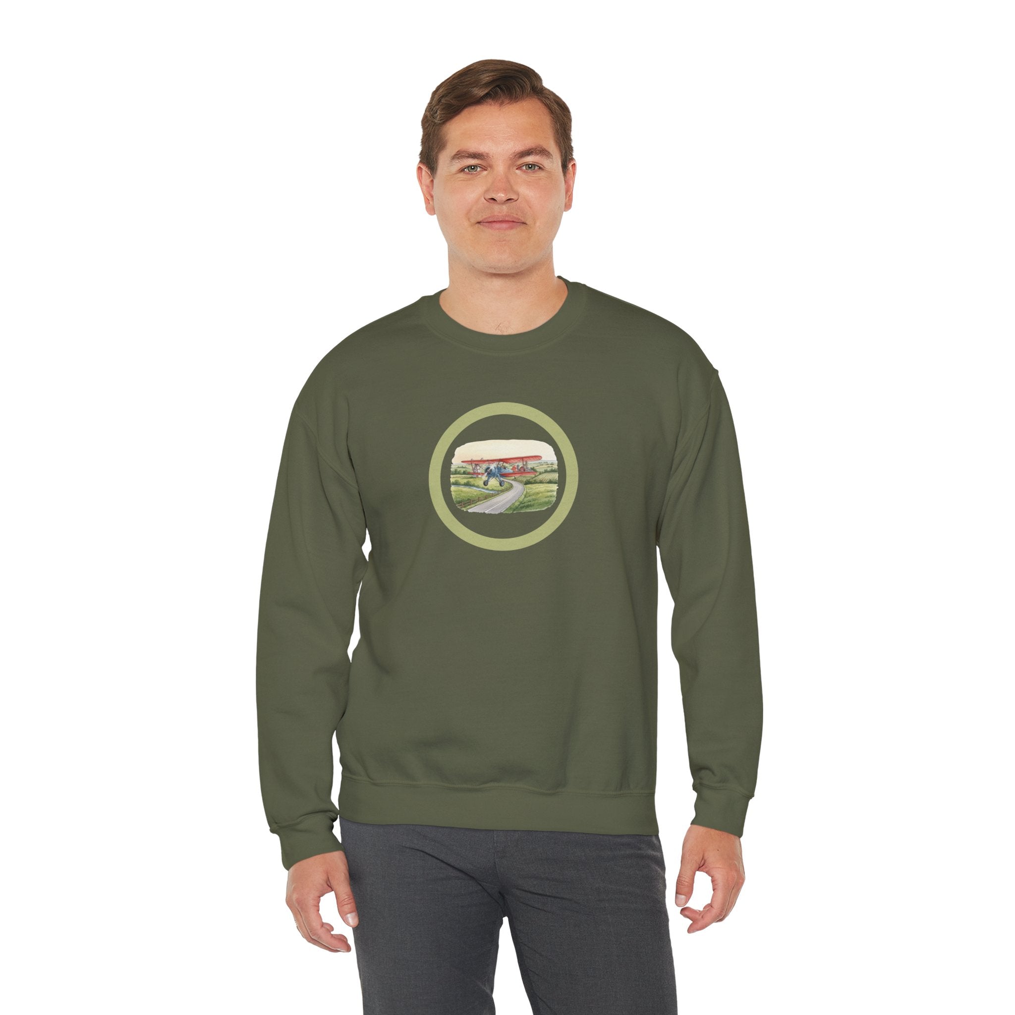 Scenic Countryside Crewneck Sweatshirt, Vintage Antique Aircraft Sweater