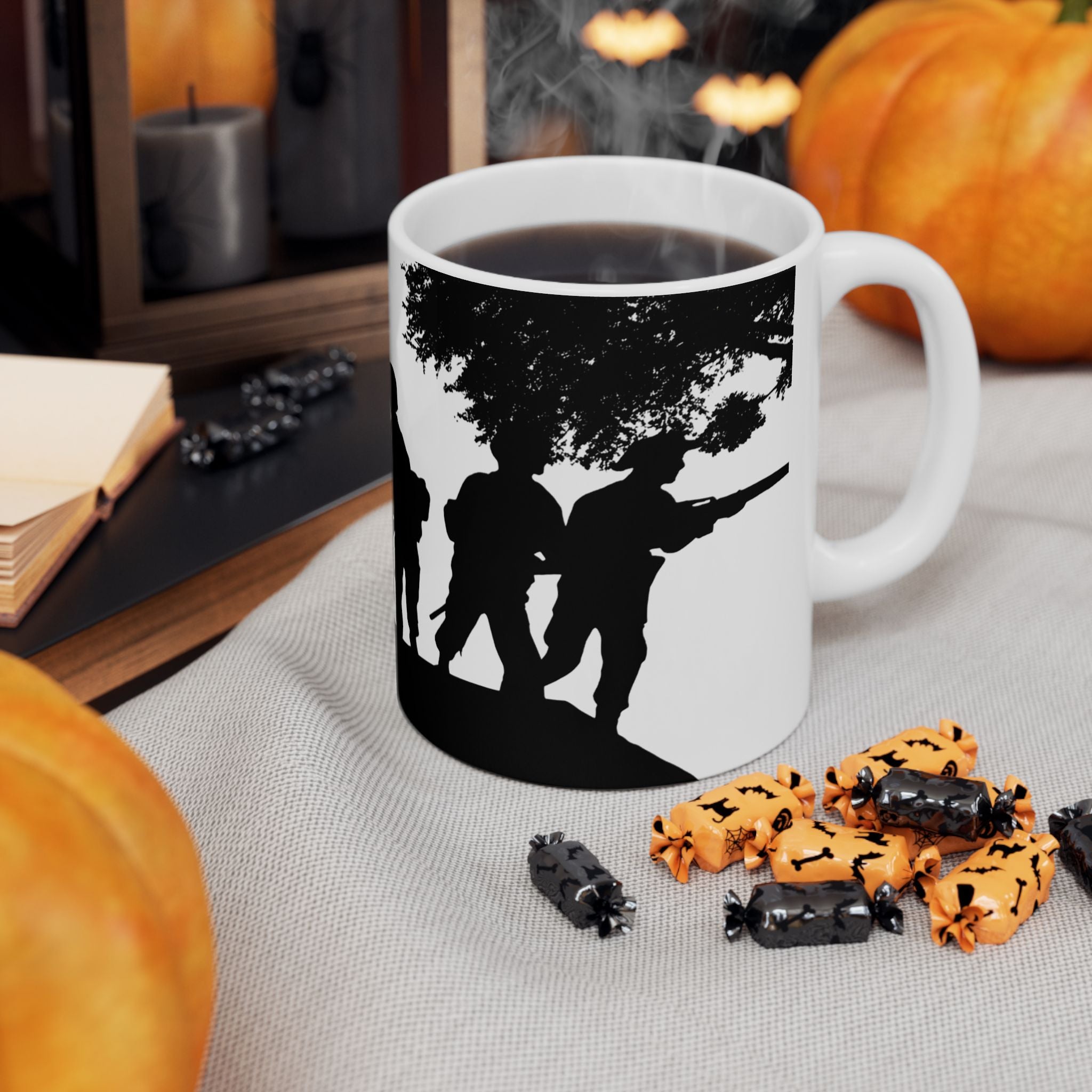 Patriotic Camaraderie Military Silhouette White Ceramic Mug – Teamwork Duty Quiet Strength Cup (11oz, 15oz)