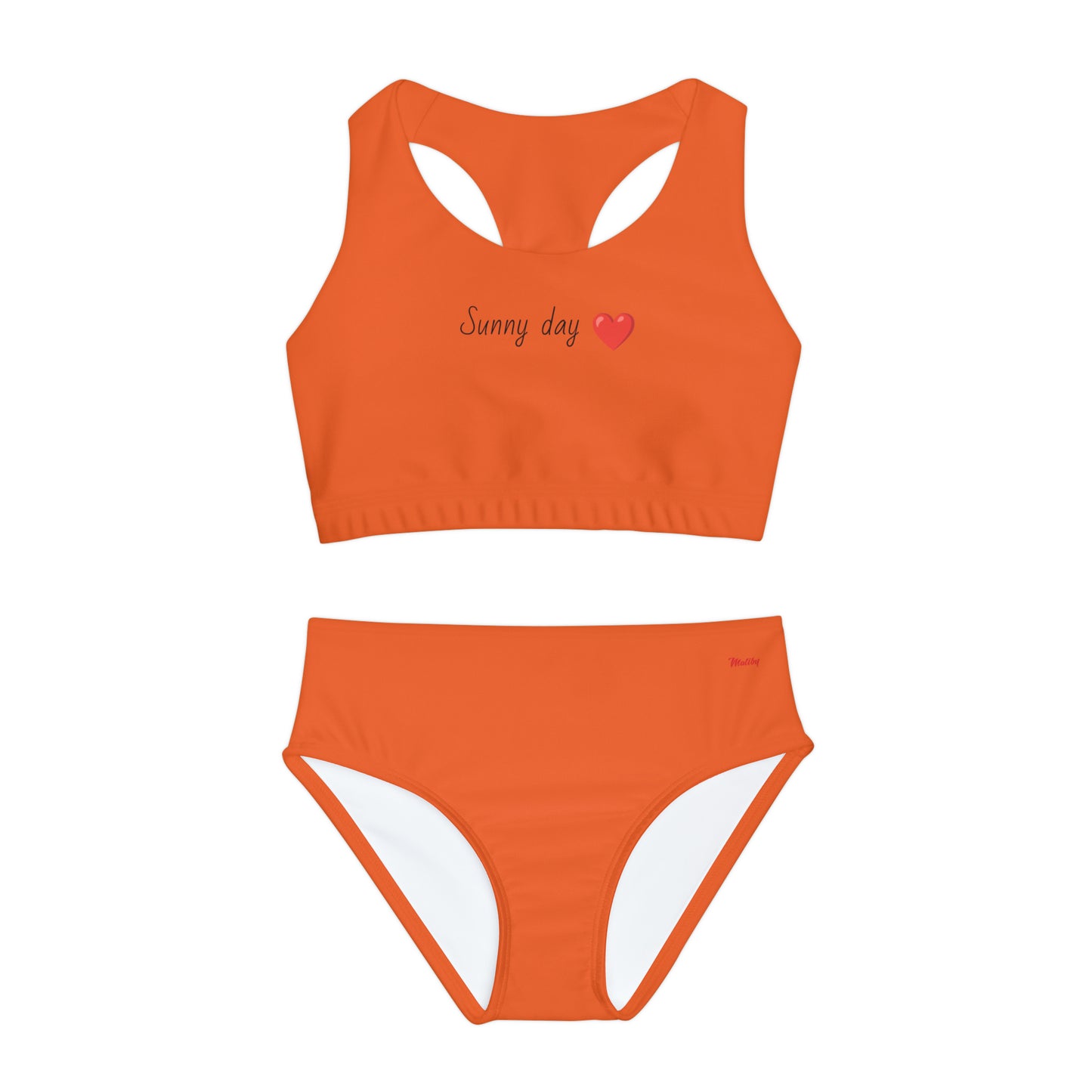 Girl's "Sunny Day" Orange Two Piece Swimsuit (AOP)