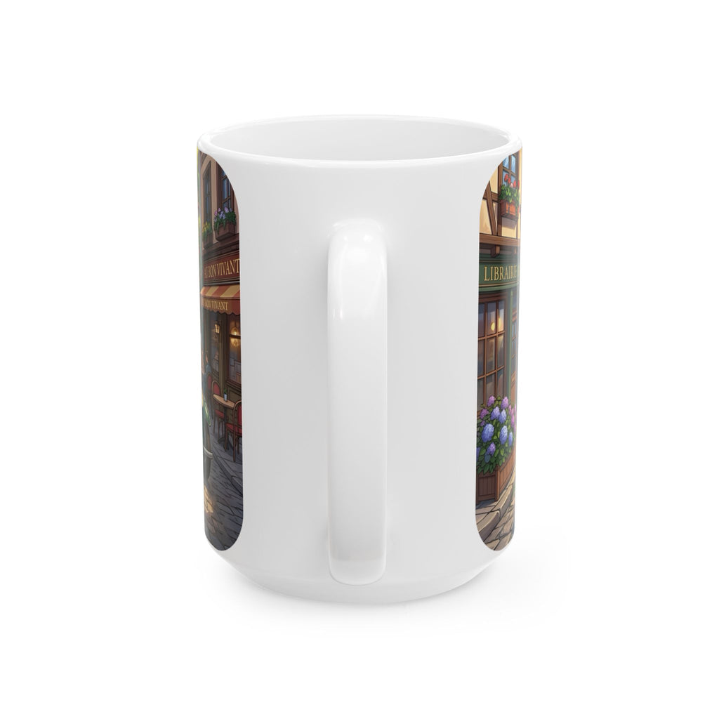 Vintage Village Roadtrip #1 White Ceramic Mug — Classic Cars & Happy Town Friends Cup (11oz, 15oz)