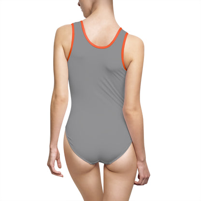 Women's Grey Classic One-Piece Swimsuit (AOP)