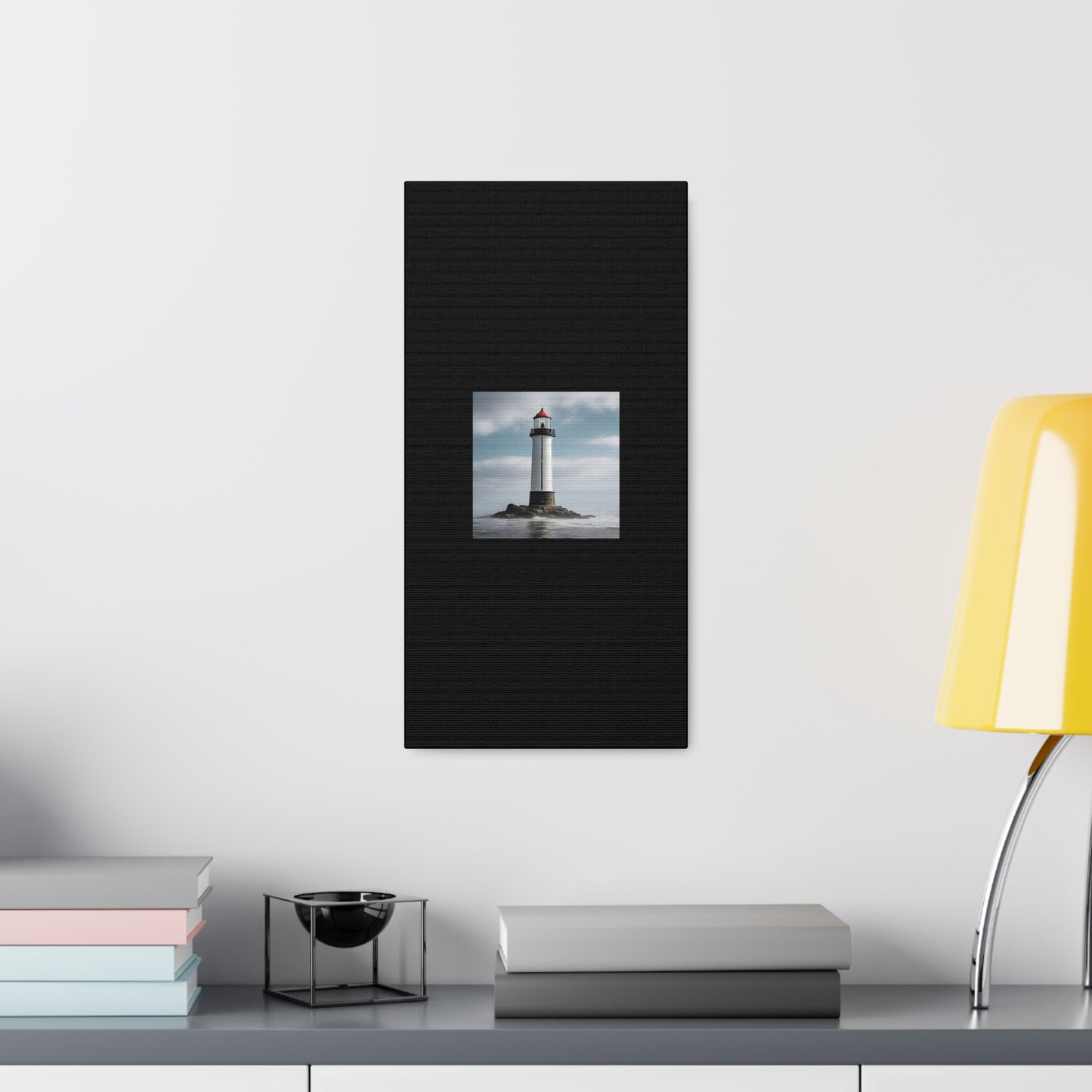 Lighthouse Black Canvas Gallery Wraps