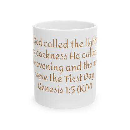 Bible Speaks Gen 1:5 Ceramic Mug, 11oz