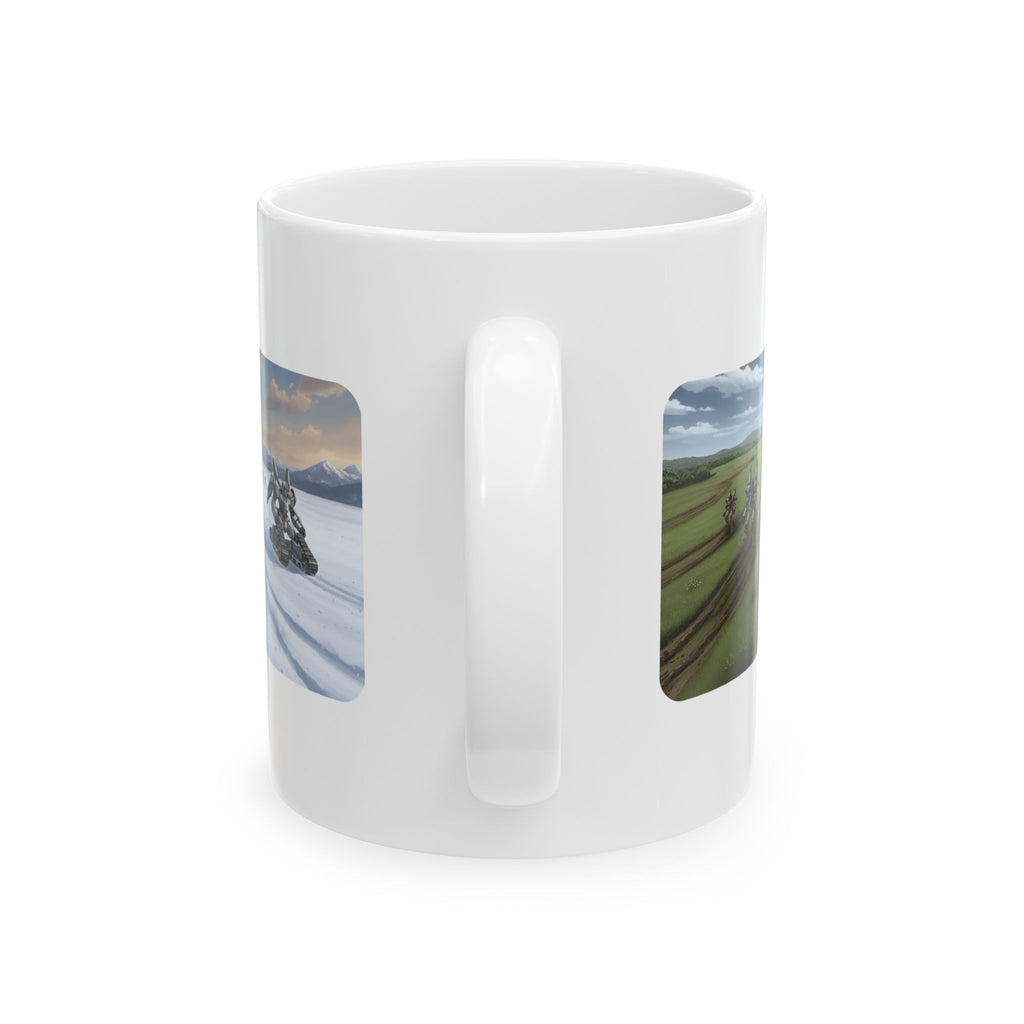 Mech Anime Racing Adventure White Ceramic Mug — Find Your Path To The Essentials Cup (11oz & 15oz)