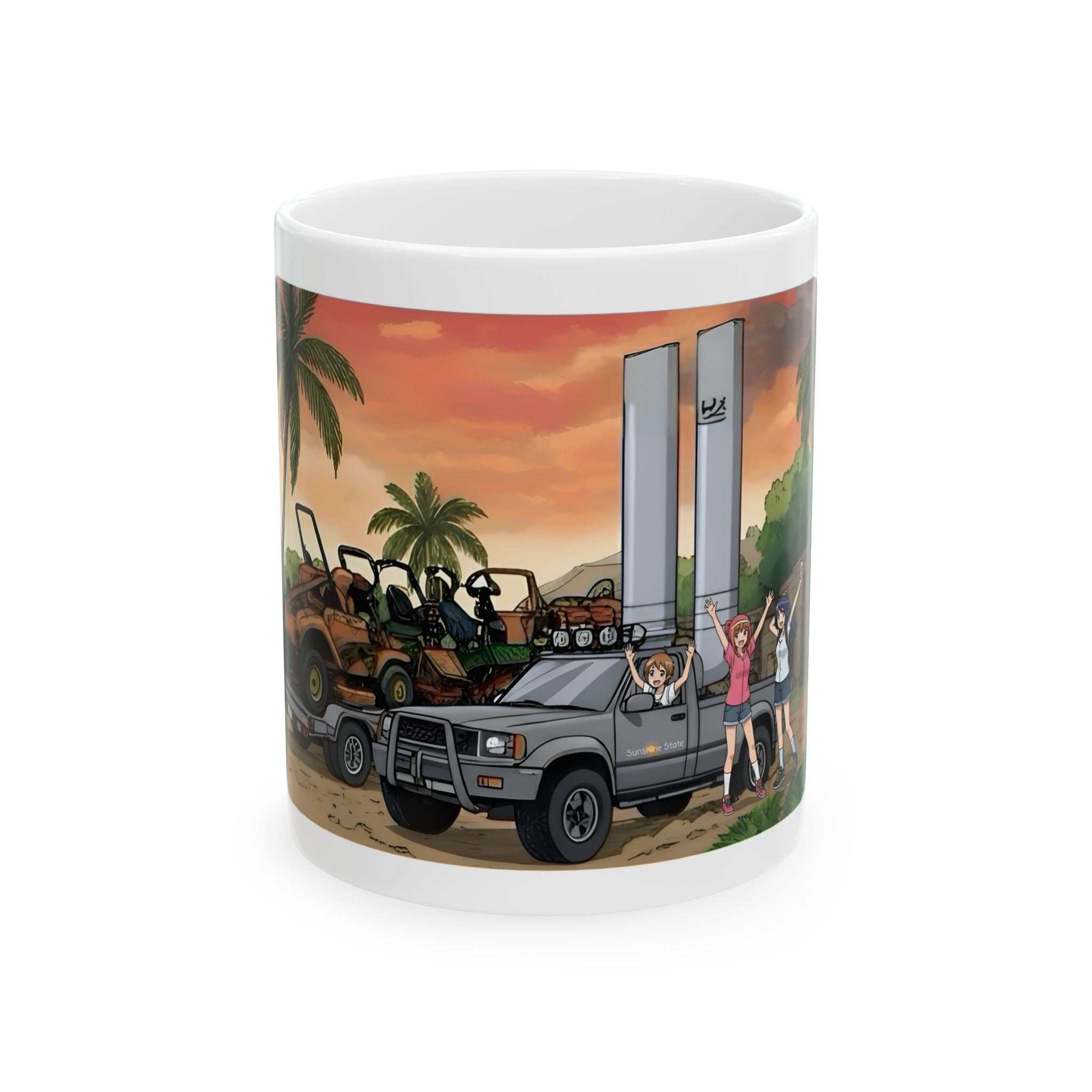Sunshine State Pickup Trucks #11 Girls' Lawn Mower Hauler White Ceramic Mug – Celebrating Companionship, Creativity & Life’s Little Wonders Cup (11oz/15oz)