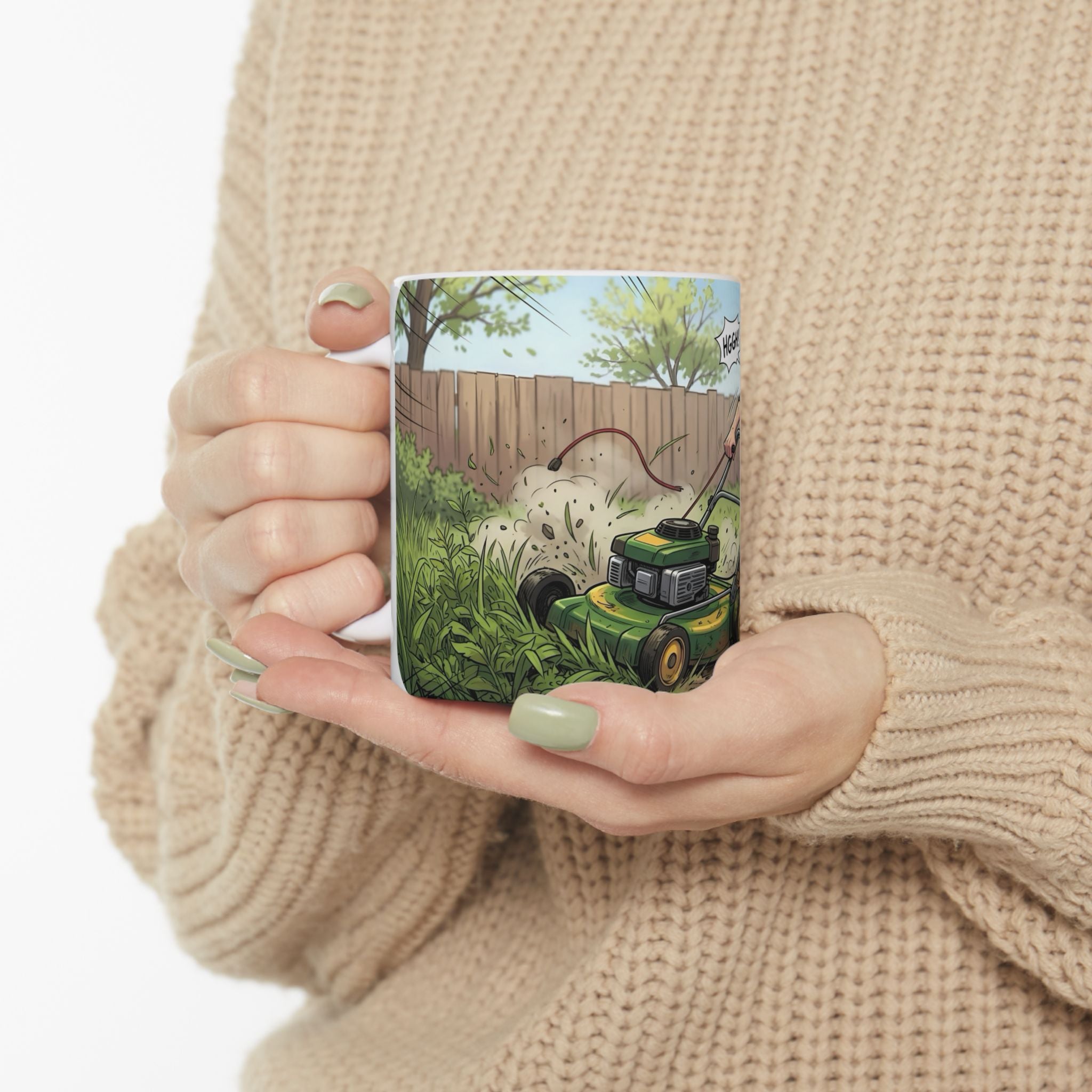 Wifey & The Lawn Mower White Ceramic Mug – Funny Mowing Gardener's Tea Cup (11oz & 15oz)