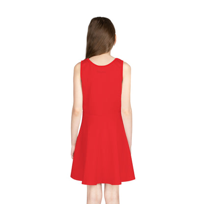 Girls' "Rojo" Red Sleeveless Sundress (AOP)