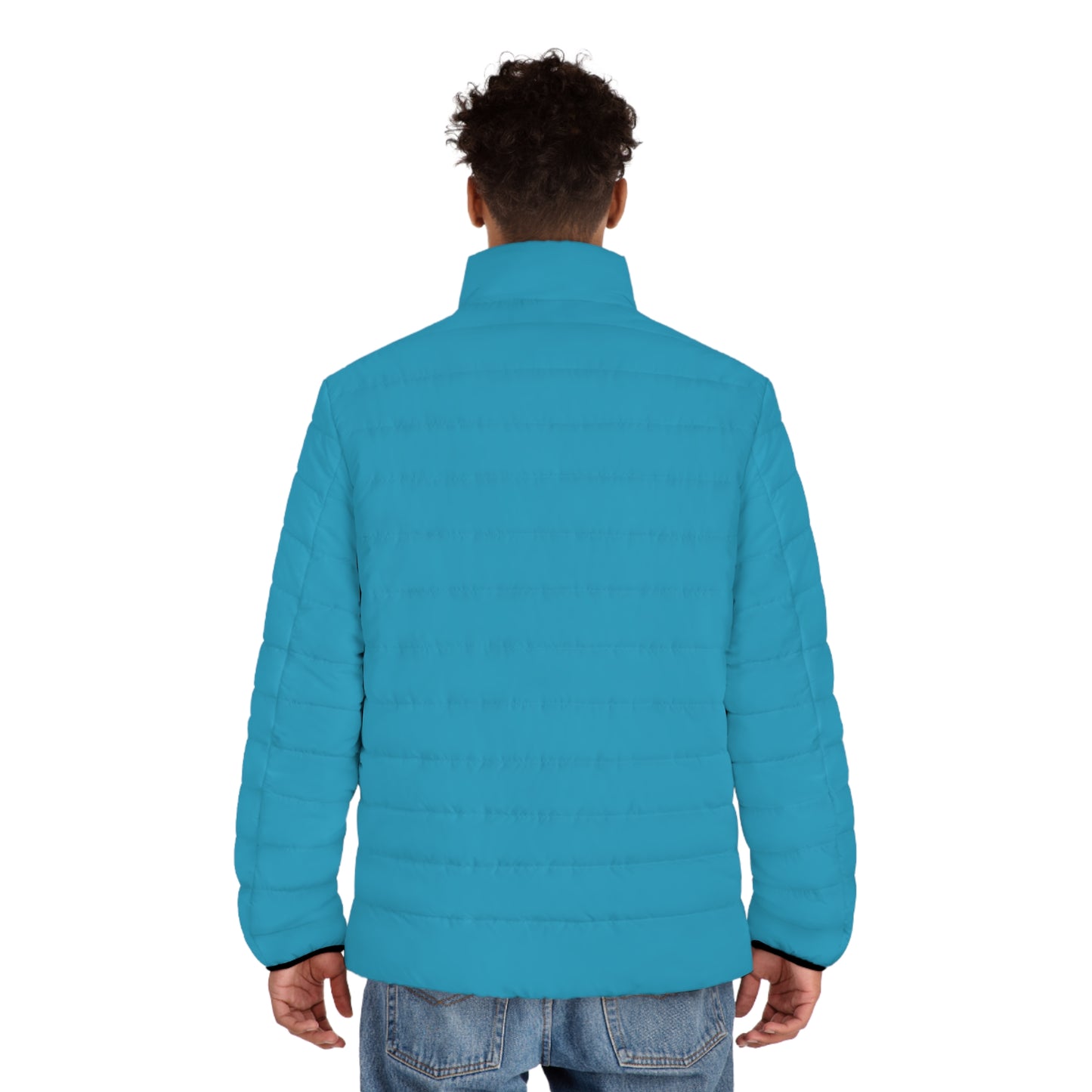 Men's Turquoise Puffer Jacket (AOP)