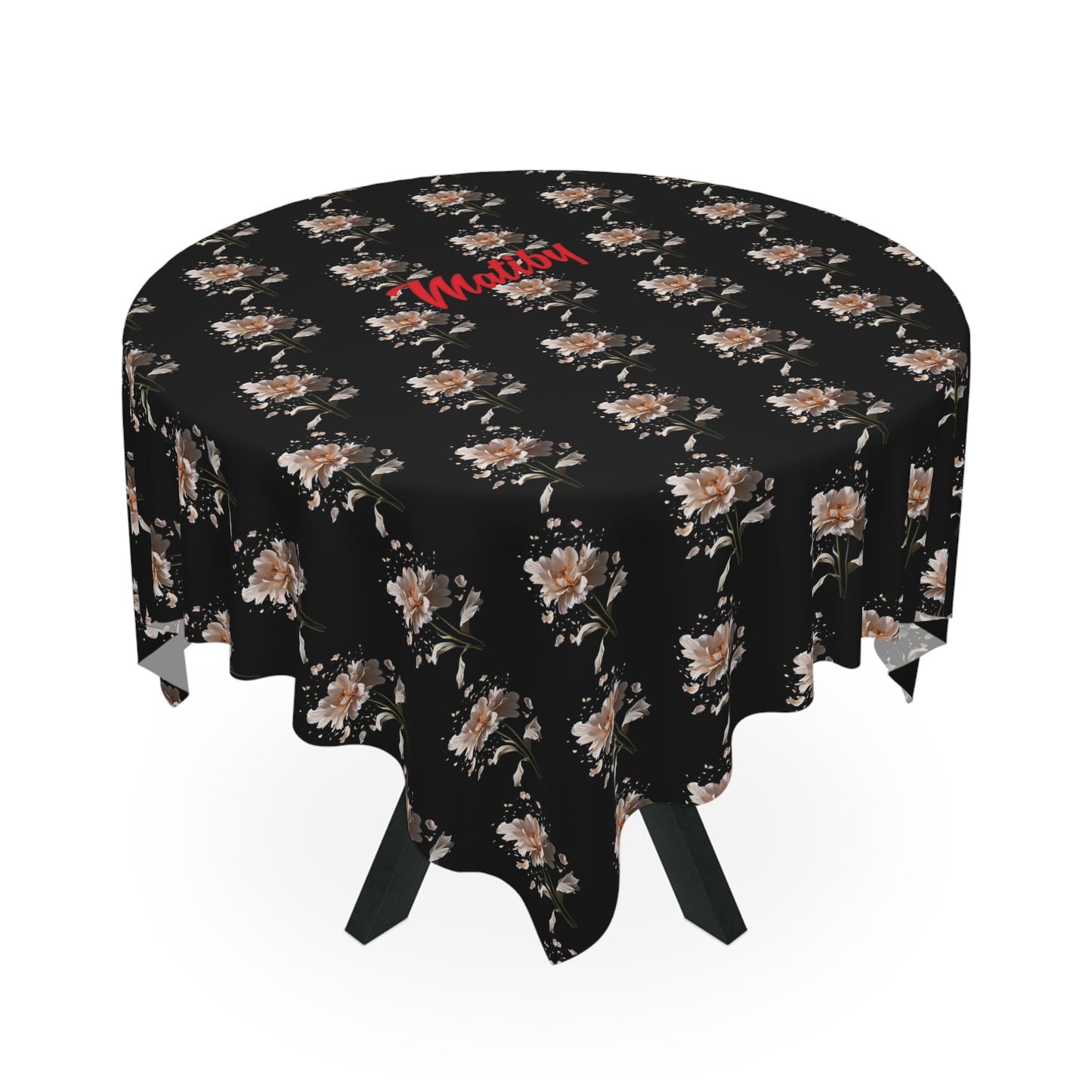 Matiby Black Flower Tablecloth