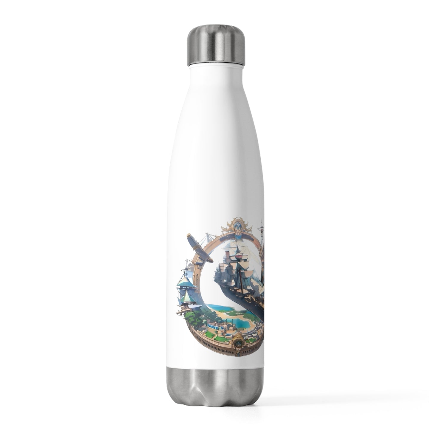 Nautical Helm 20oz Insulated Bottle, White